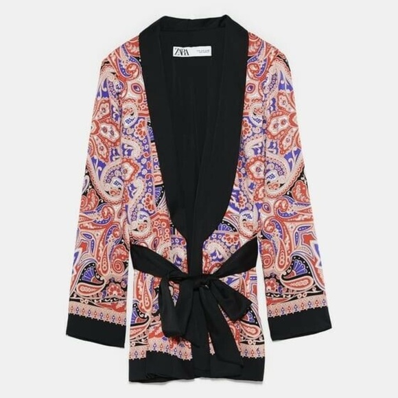 Zara Paisley Printed Laped Collar Flowy Blazer - Picture 7 of 13